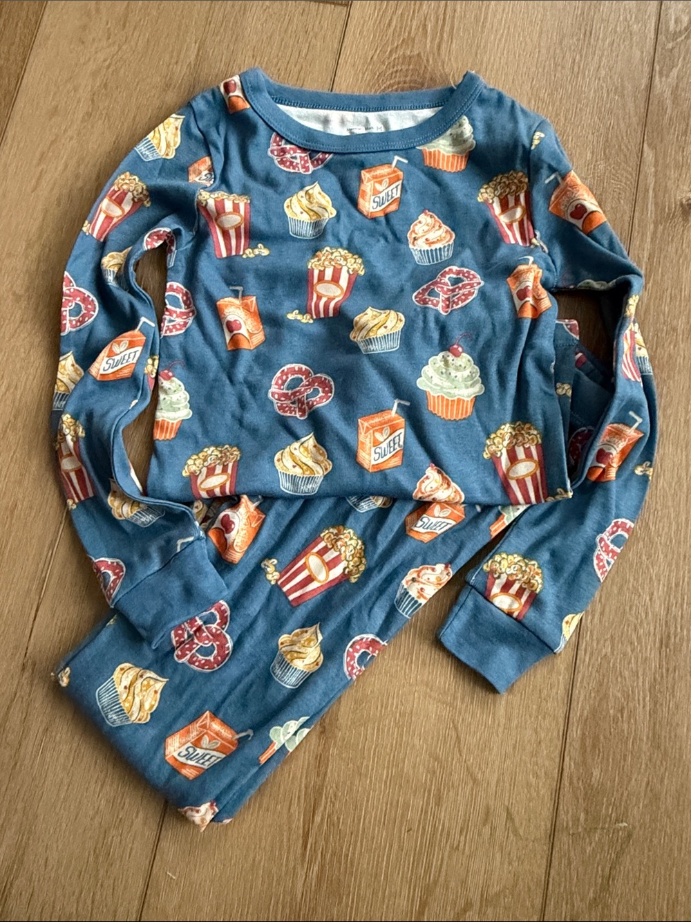 Kids Blue Snack-Print Pajama Set
